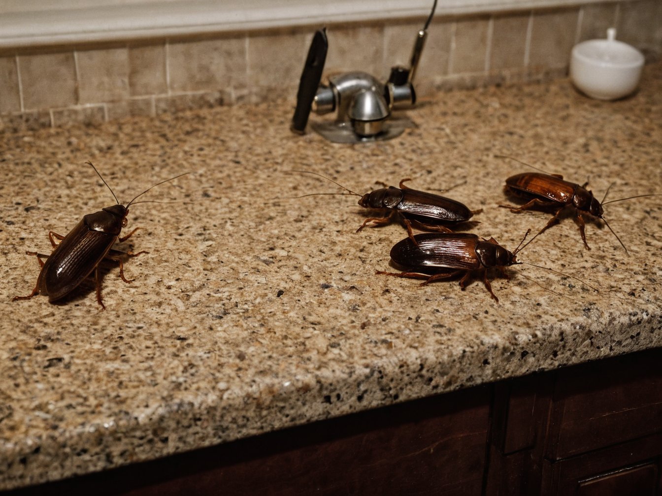 Cockroach infestation in a kitchen, a common Los Angeles pest problem